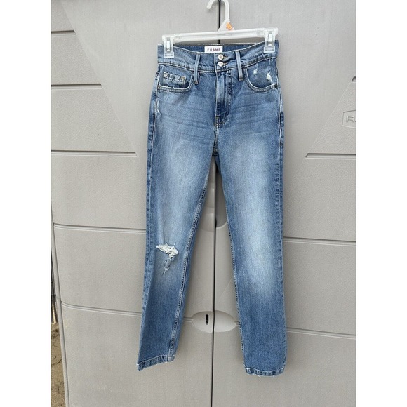 Frame Denim Heritage Le Sylvie Slender Straight Jeans High Rise Med Wash Sz 23 - Picture 3 of 15